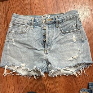 Agolde Blue Jean Shorts Distressed Mid-Rise
